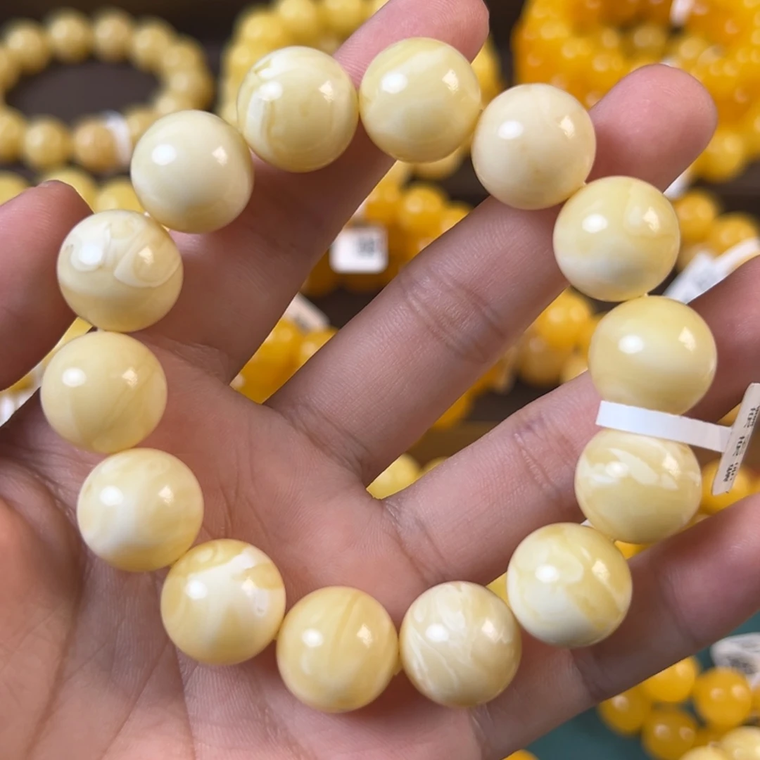 琥珀未镶嵌手链27.31g俄料同料圆珠15mm rry