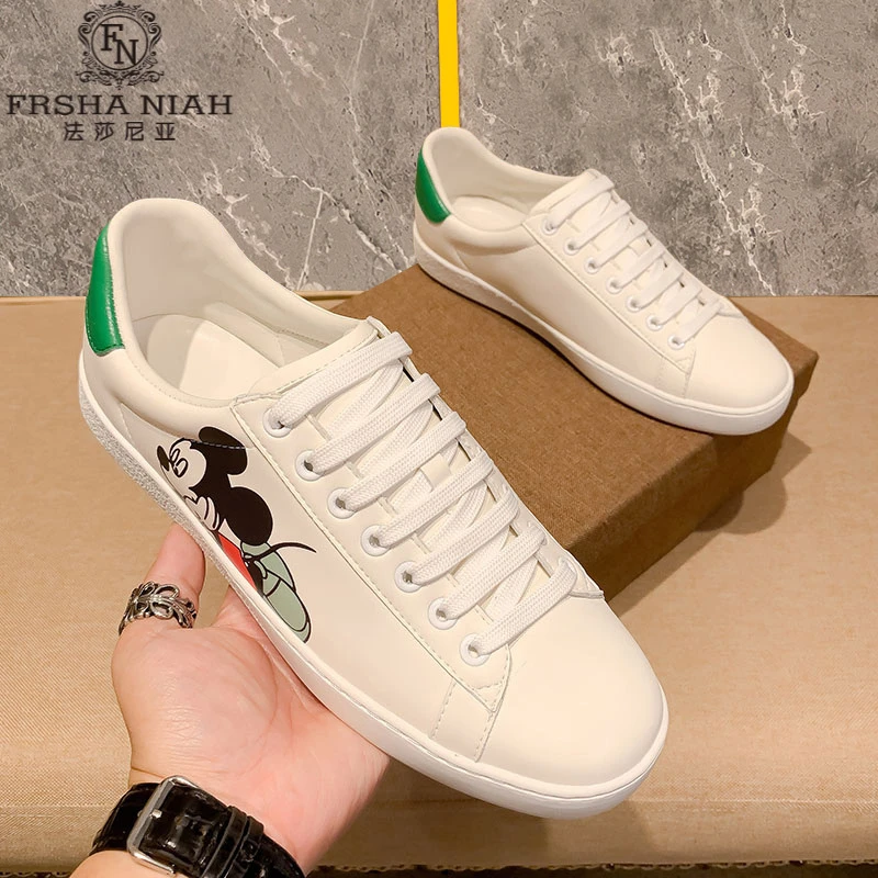法莎尼亚男士小白鞋杰克鼠签名款休闲板鞋头层牛皮轻奢运动休闲鞋