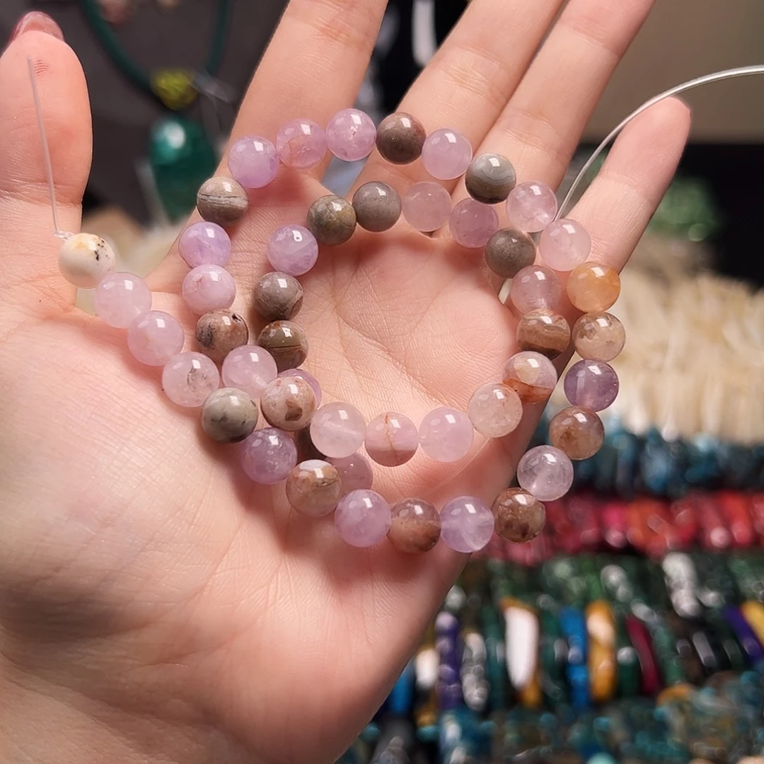 玛瑙/玉髓合金珠宝半成品B332极光玛瑙圆珠8mm