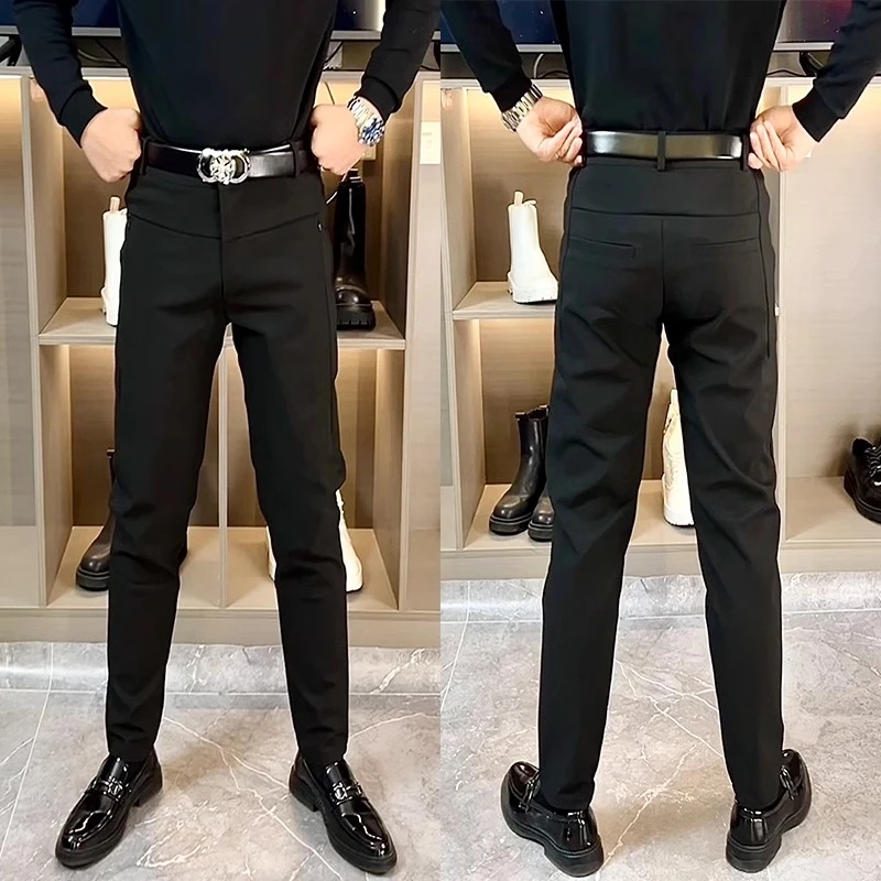 春秋新款男士休闲直筒西裤高级感设计师款原创西装裤个性小脚长裤