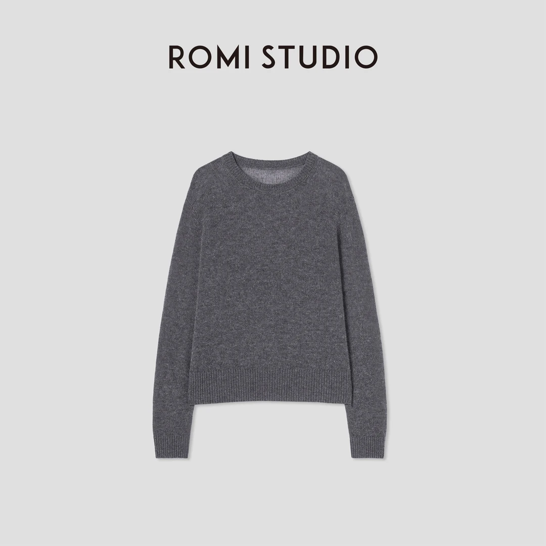 ROMI STUDIO“格雷高知”7针单边羊绒羊毛混纺套头毛衫 RW24AS90484