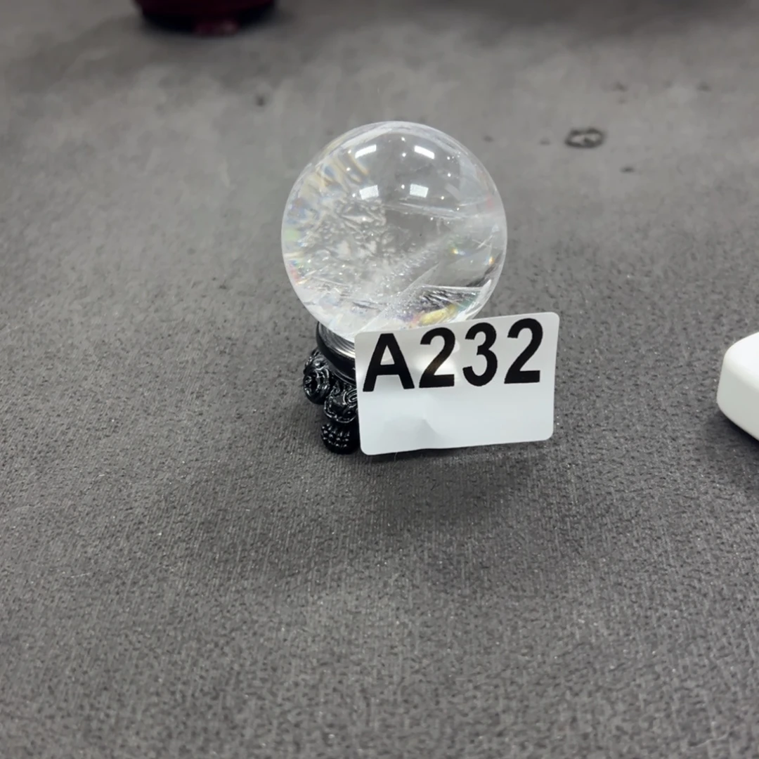 洛***）石材天然白水晶球4.5