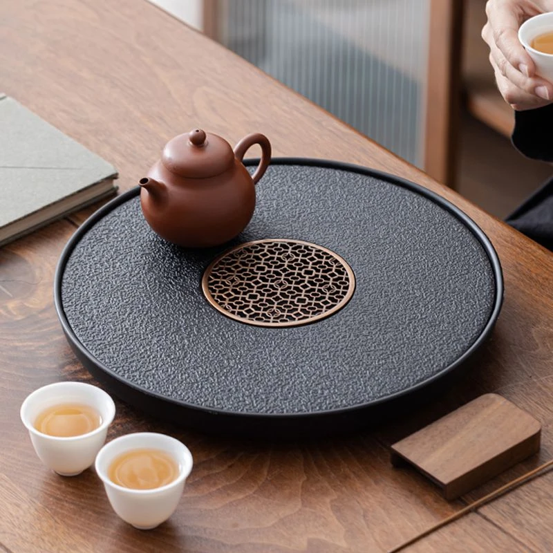 2025新款桌面泡茶专用茶盘乌金瓷石茶具托盘家用干泡台新中式茶台