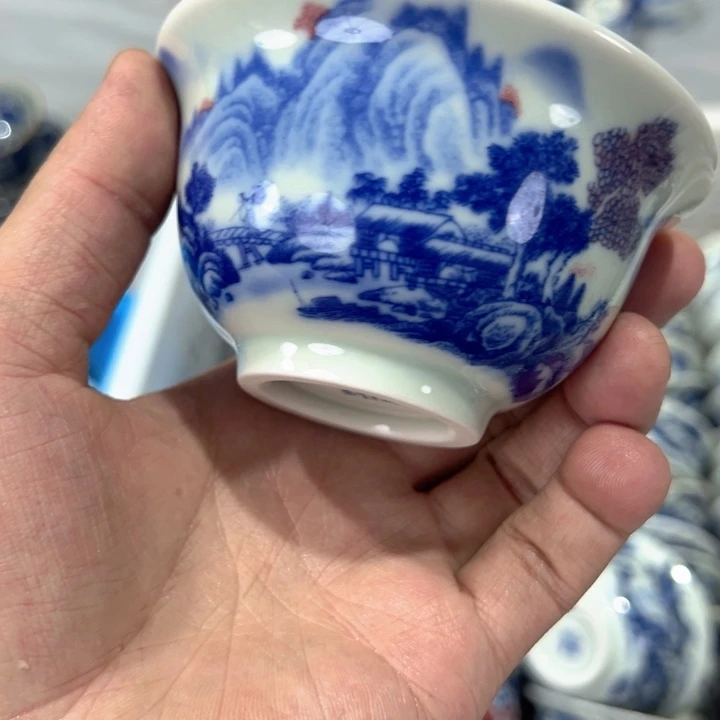 瓷片富春山居图压手杯q