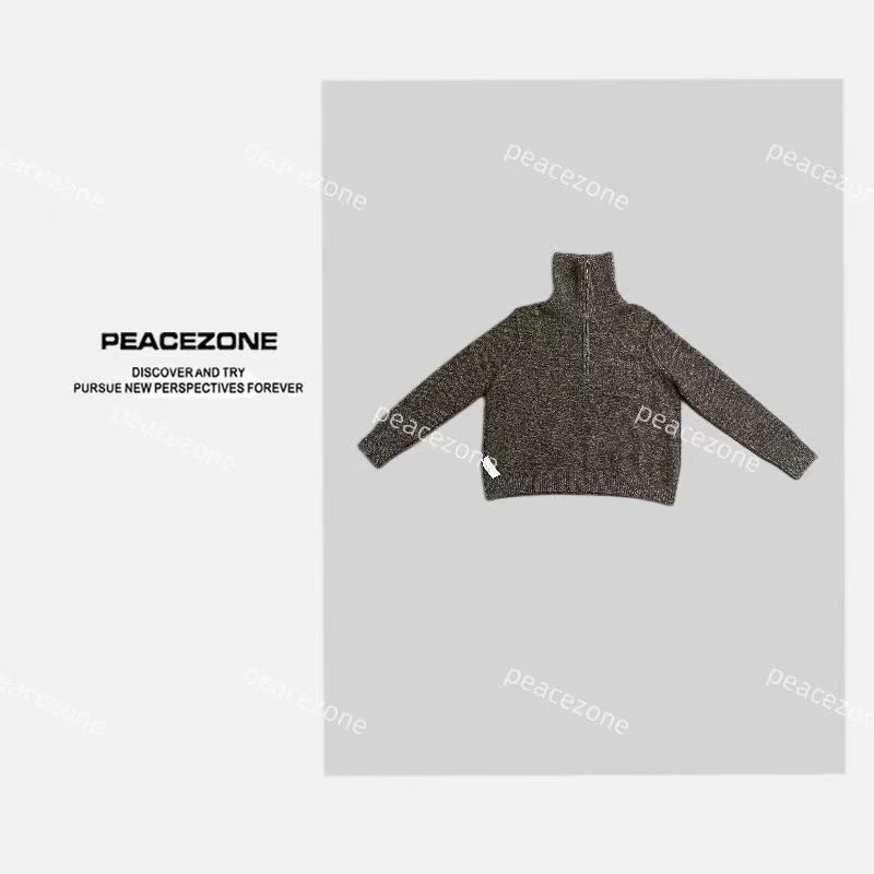 Peacezone 绵羊毛+山羊绒 秋冬立领保暖休闲羊毛毛衣/6434