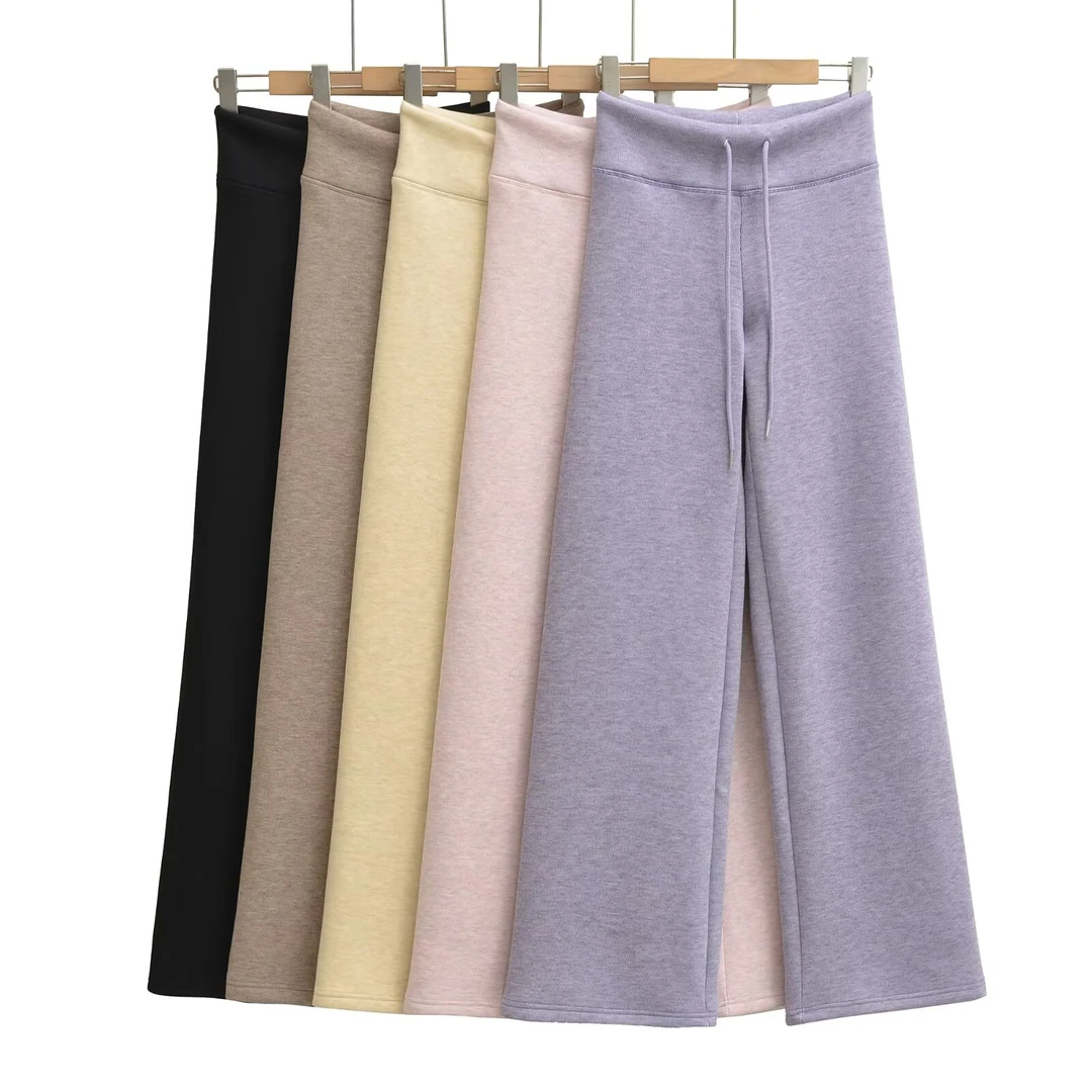 RY25262美式加绒垂感直筒阔腿瑜伽运动裤