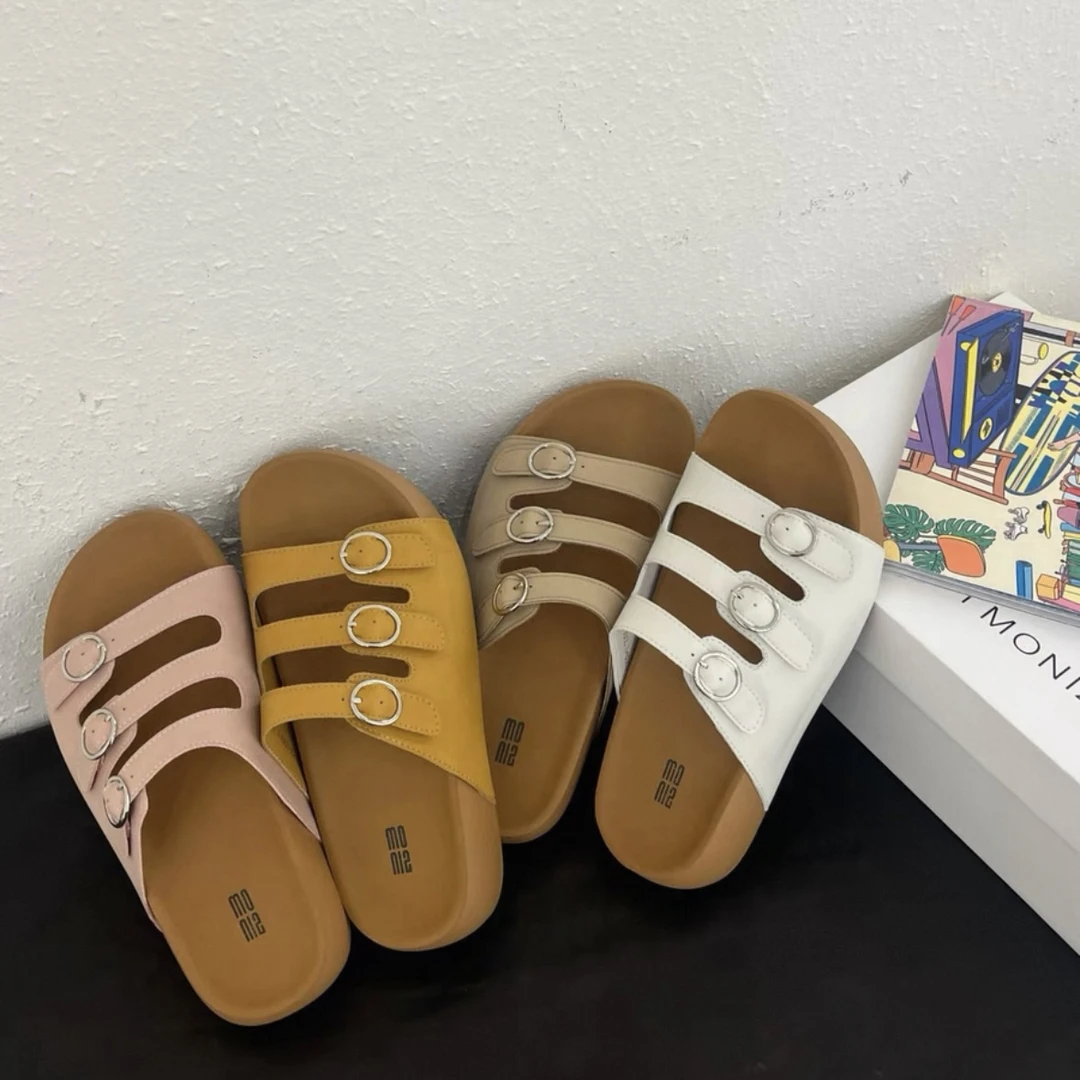 夏季沙滩凉鞋胶粘鞋凉拖鞋一字拖复古日常纯色百搭休闲厚底凉鞋