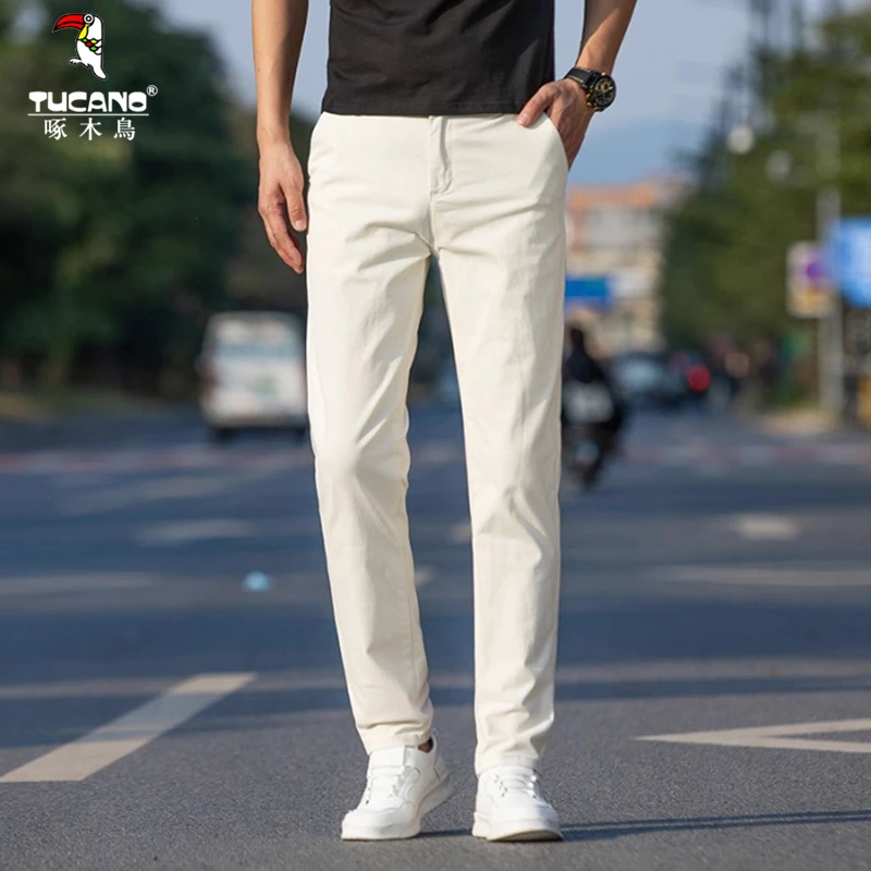 啄木鸟秋季休闲裤男款修身小脚裤时尚高端韩版潮流弹力百搭长裤子