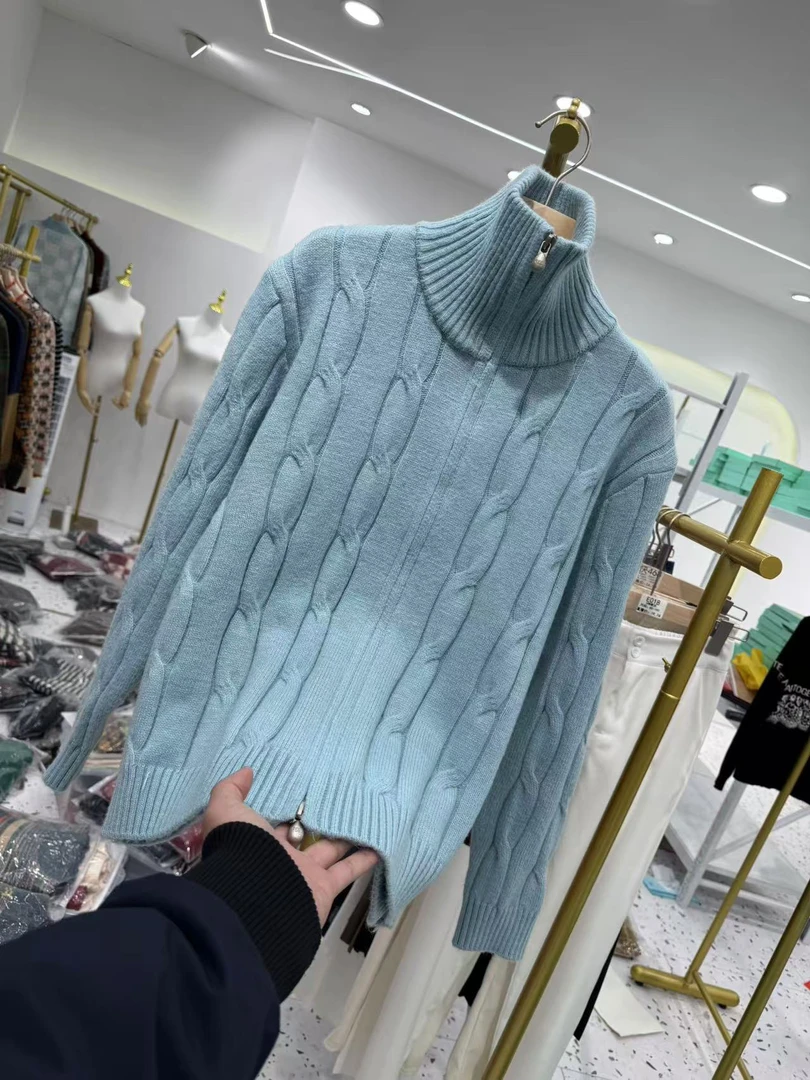 【订单多余—天蓝色整条拉链开衫】针织衫