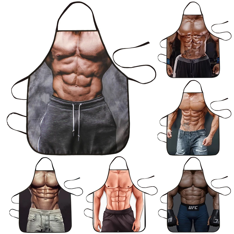 创意搞怪腹肌围裙肌肉男做饭工作服男士防水个性罩衣餐饮摆摊围腰