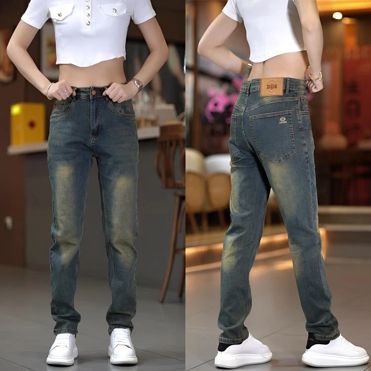 时尚弹力牛仔裤男士水洗直筒修身百搭男裤2025春夏新款潮牌休闲裤