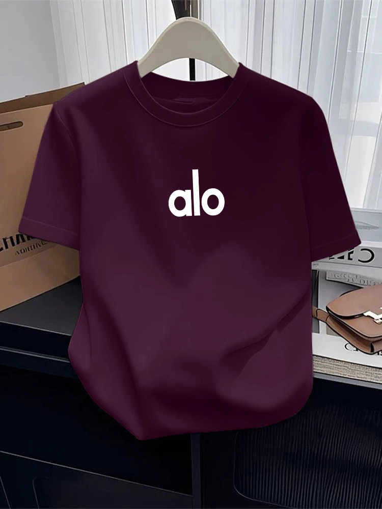 常规正肩短袖t恤女士欧货2025新款时尚百搭显瘦洋气紫色上衣夏季