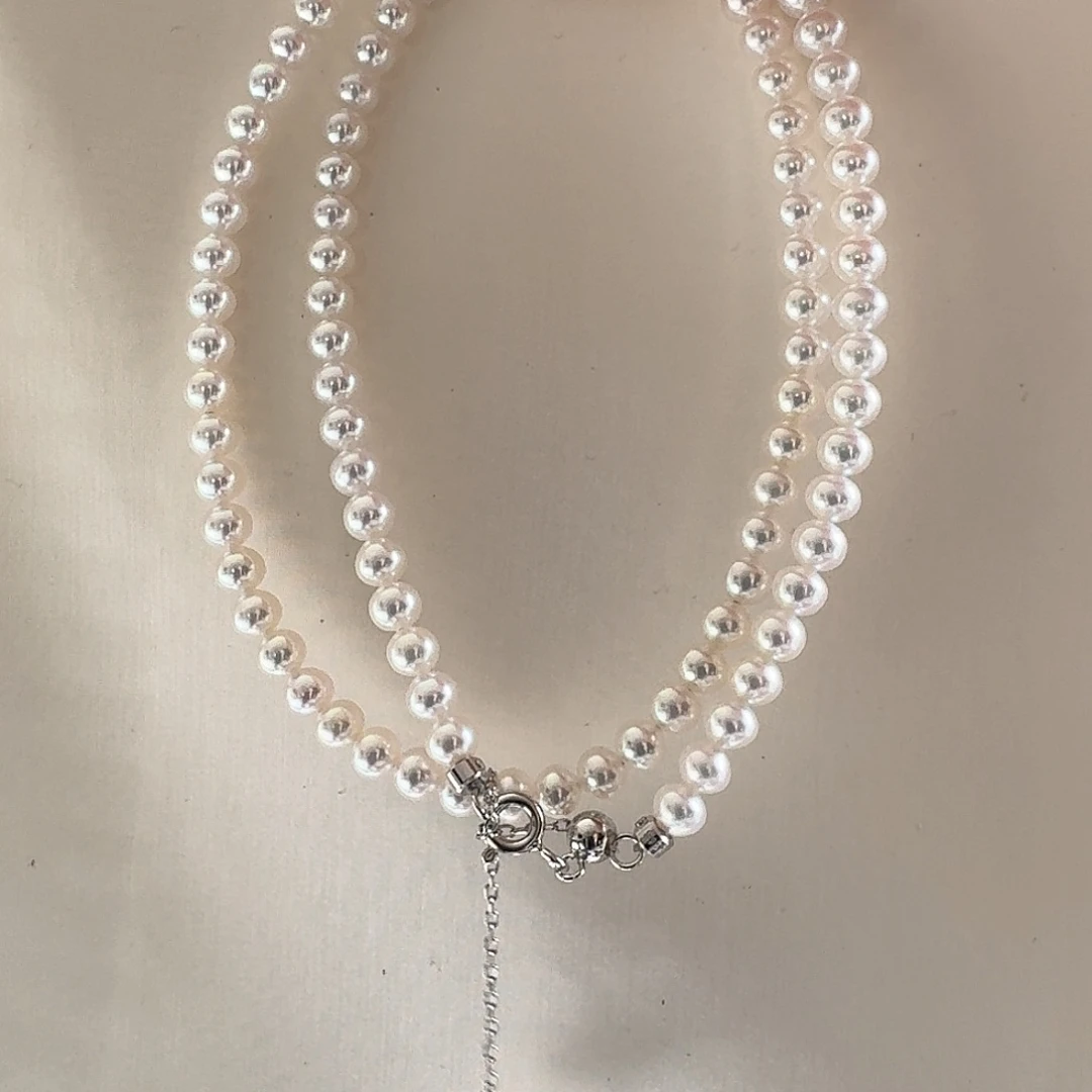 淡水珍珠颈饰银S925镶嵌4-5mm冷白baby珠