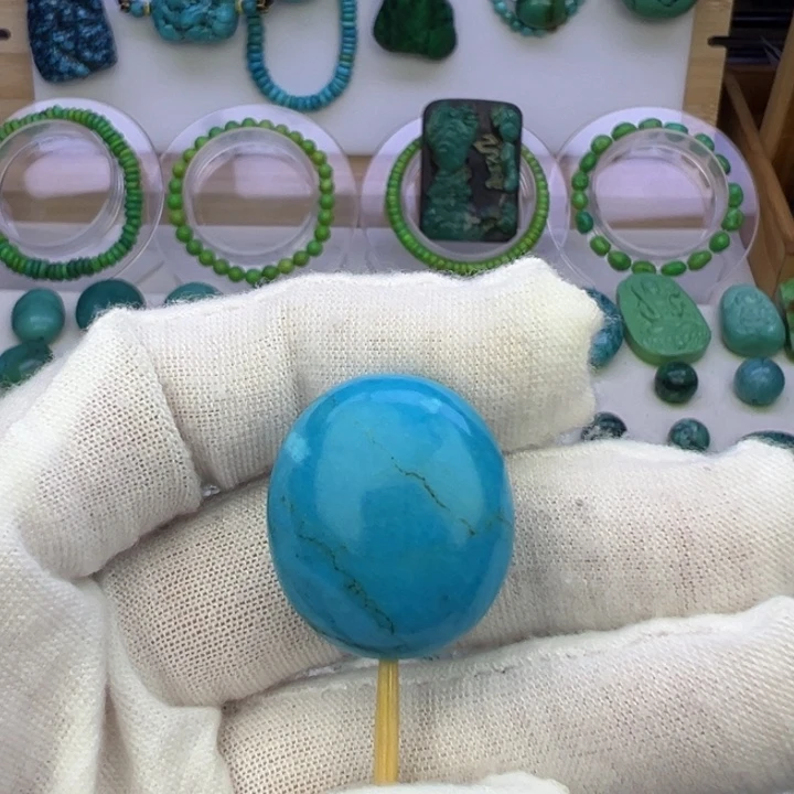 绿松石蓝料扁珠吊坠21.5兰