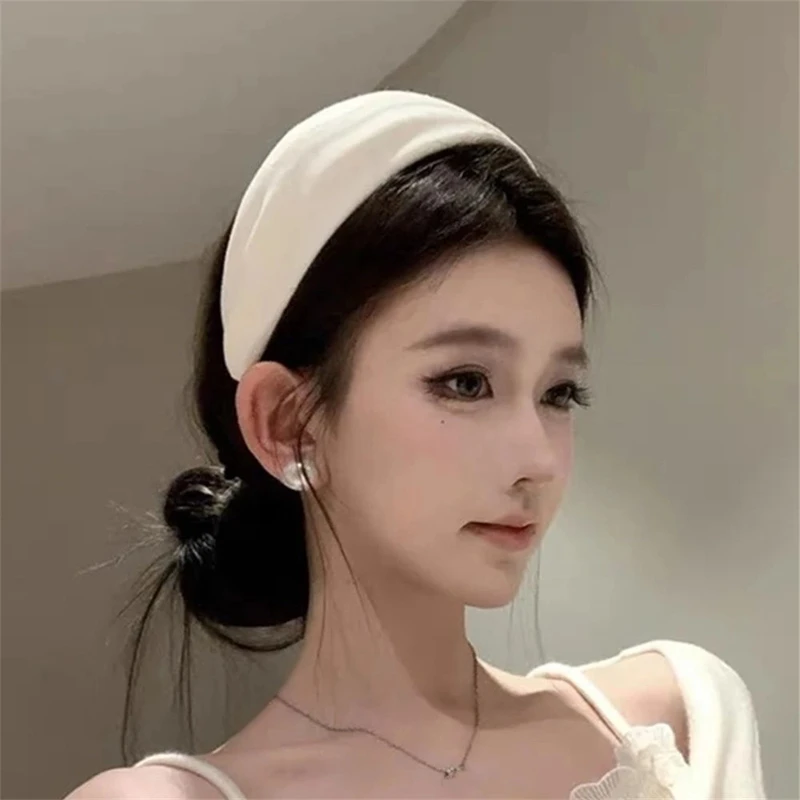 网红简约ins纯色宽边发带高颅顶白色发箍女运动健身夏季头饰发饰