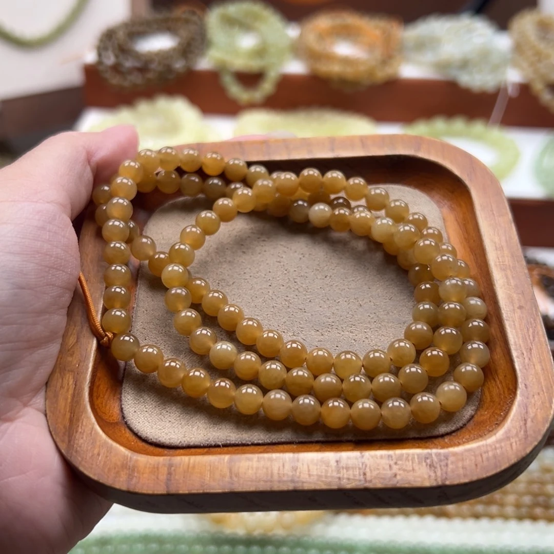 毛衣链未镶嵌和田玉珠串6mm