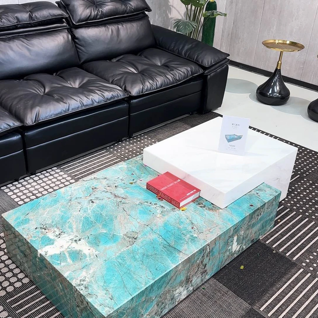 大理石落地高低组合7字茶几全套大理石 颜色联系客服 运费自理