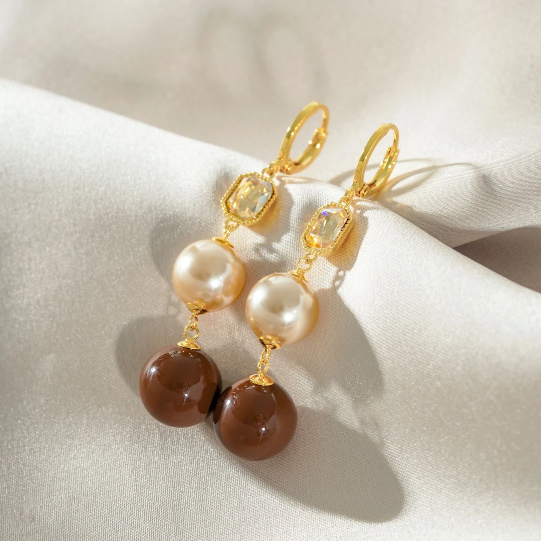 铜合金耳饰 耳环日韩耳饰法式女温柔复古金色设计感N3848