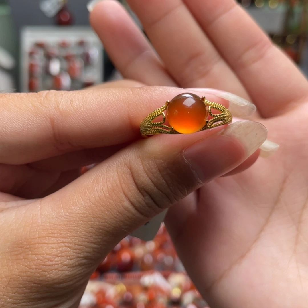 【闪购商品】银S925镶嵌戒指南红玛瑙