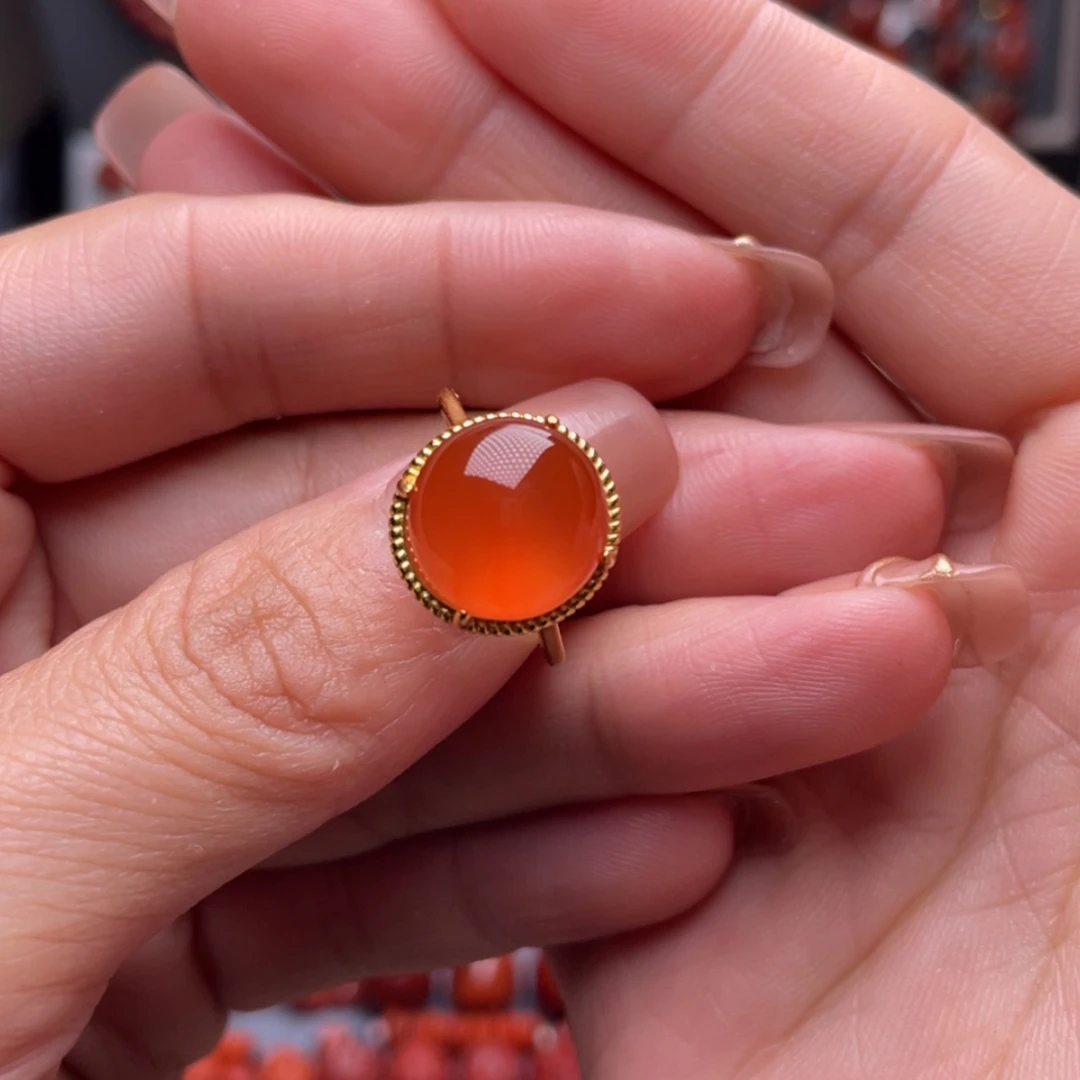 【闪购商品】南红玛瑙冰红戒指银S925镶嵌