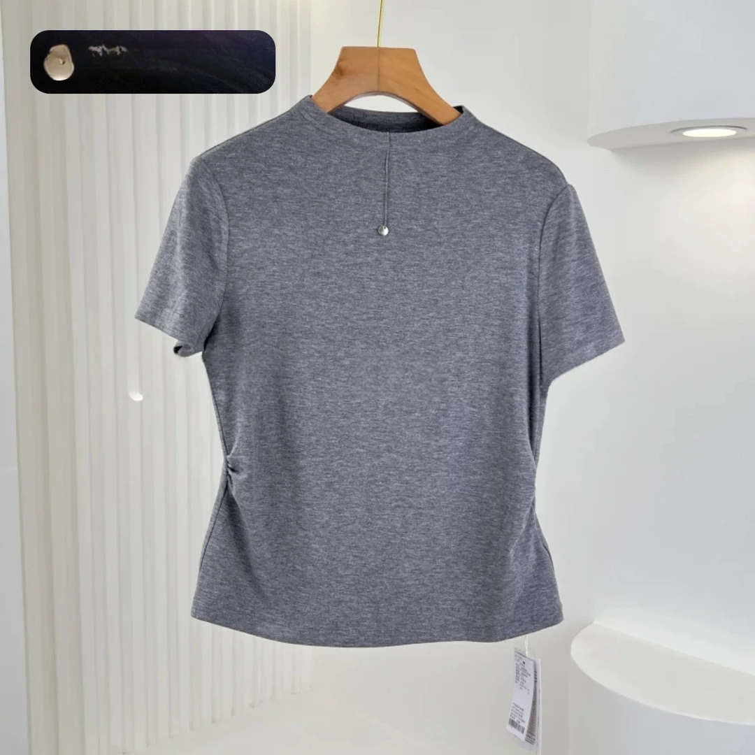 春夏季新款T恤短袖修身显瘦收腰设计