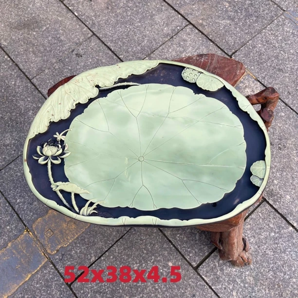 紫袍玉带石茶盘古风手工精美中国风观赏文创