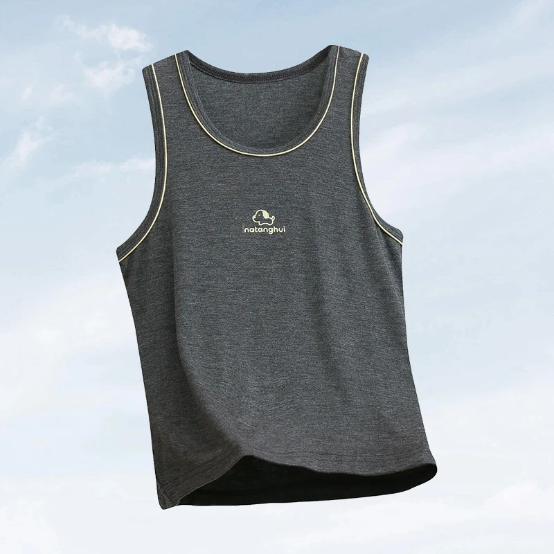 夏季薄款莫代尔夏男童薄背心潮流男无袖透气字母圆领中大童休闲