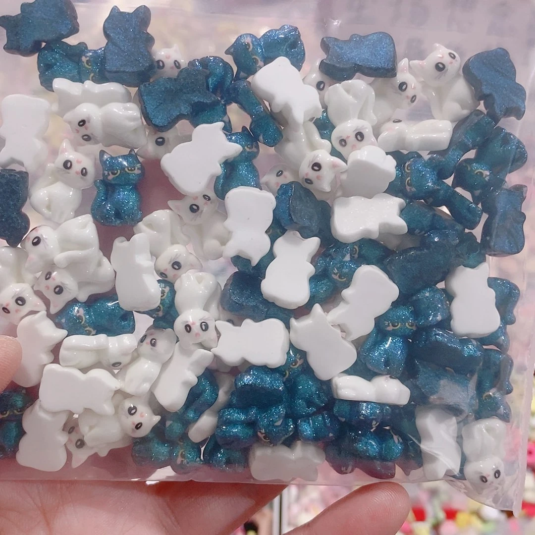 树脂想念（迷你）金粉黑白猫猫100个（均）