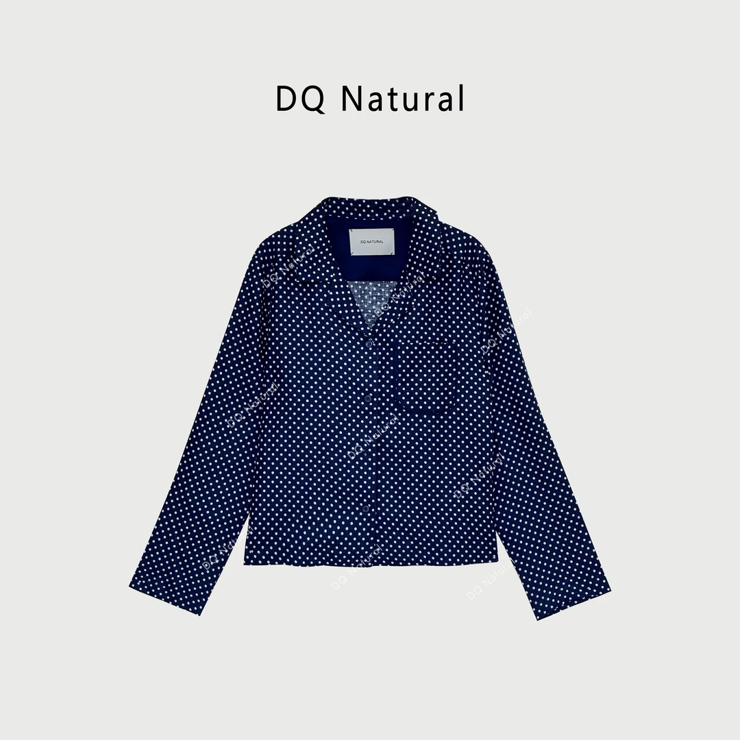 【DQ Natural】“泛蓝”100亚麻波点满印长袖衬衣 770032
