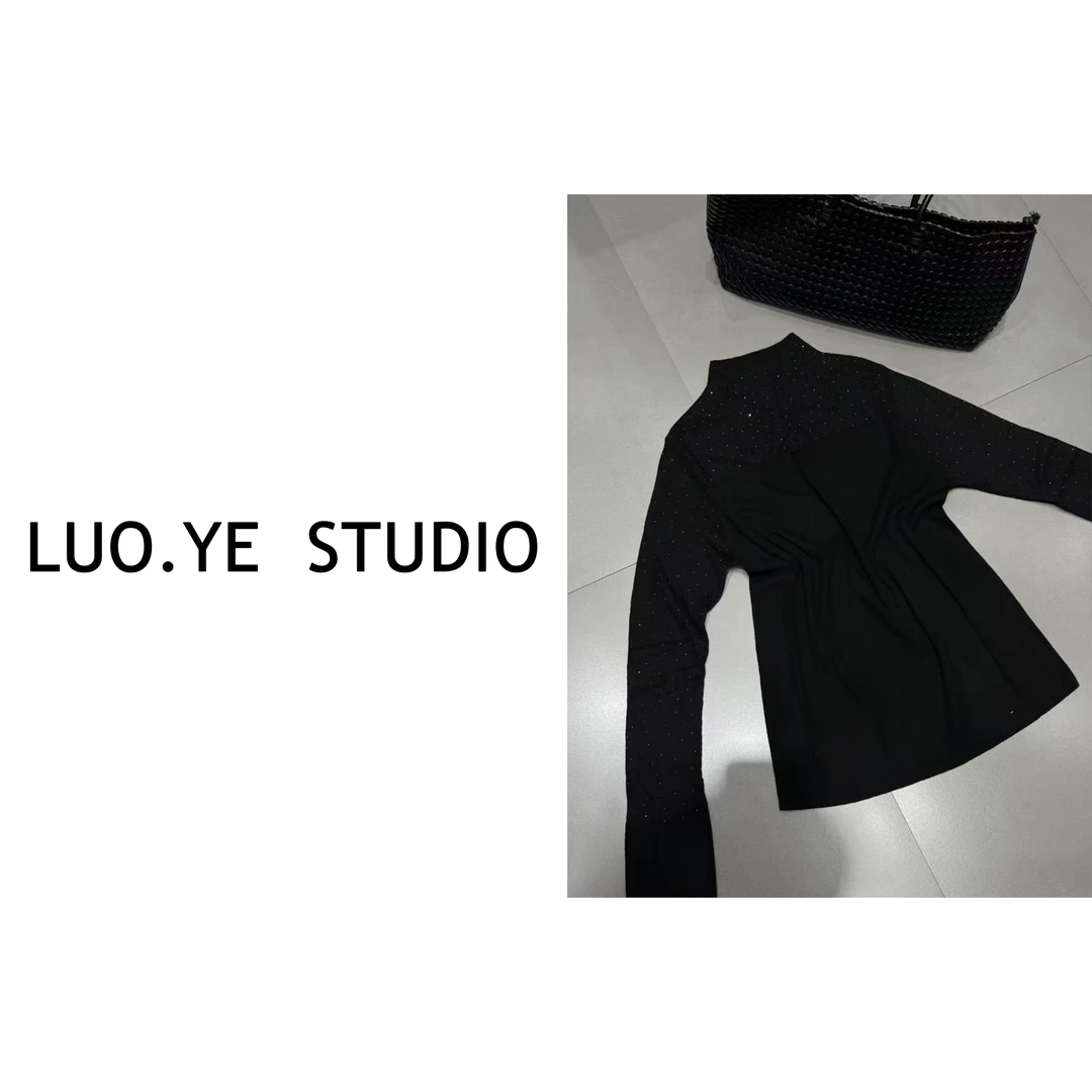 罗爷 · 【暗夜星辰】欧货烫钻中领羊毛T恤上衣气质显瘦休闲百搭时尚