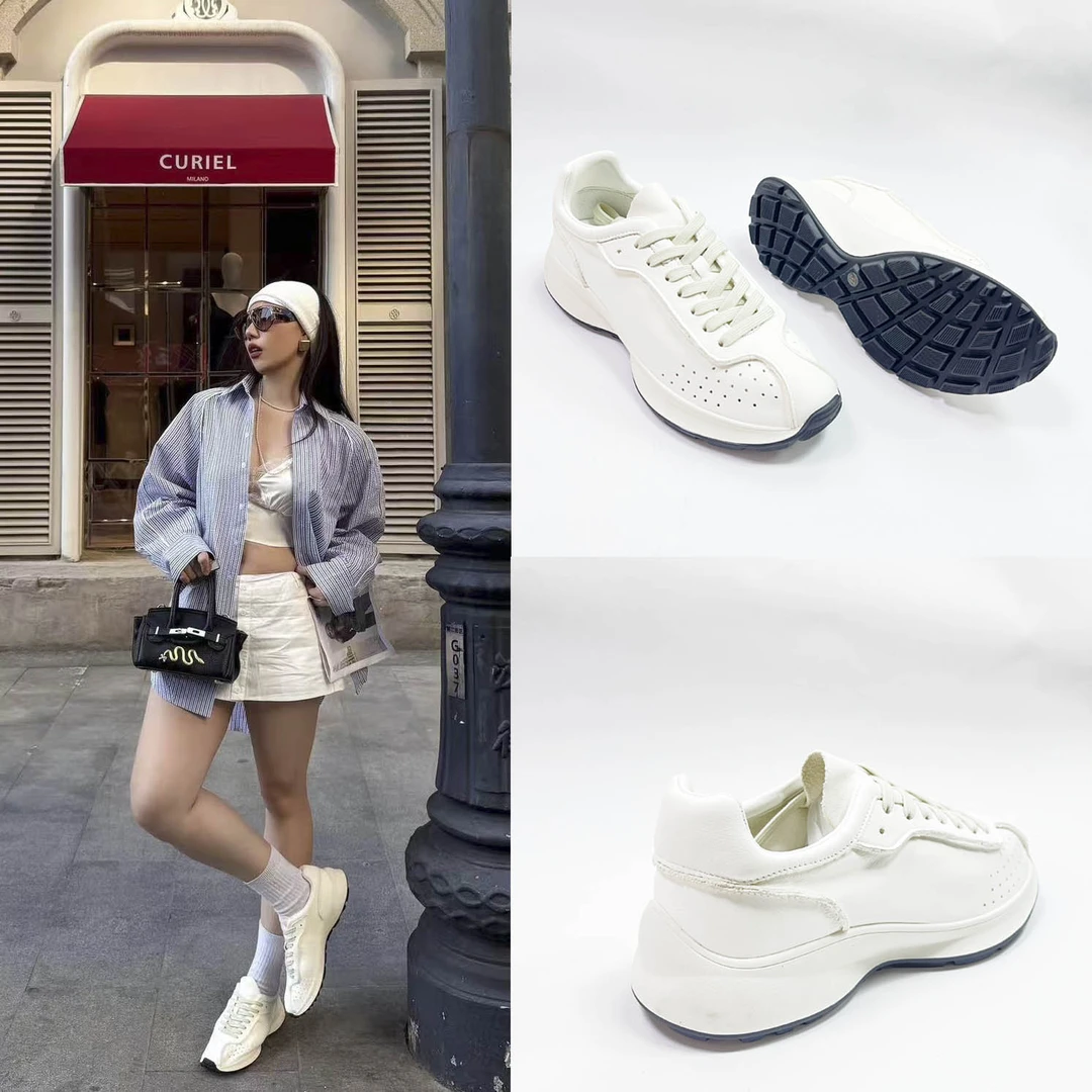 小香真皮运动休闲小白鞋舒适时尚透气孔女鞋