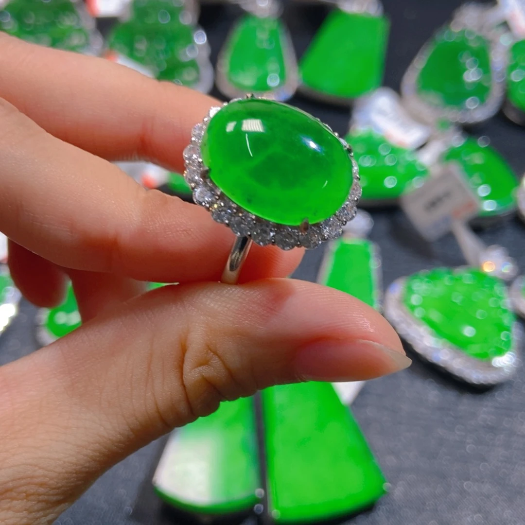 翡翠银S925镶嵌吊坠(不含链)