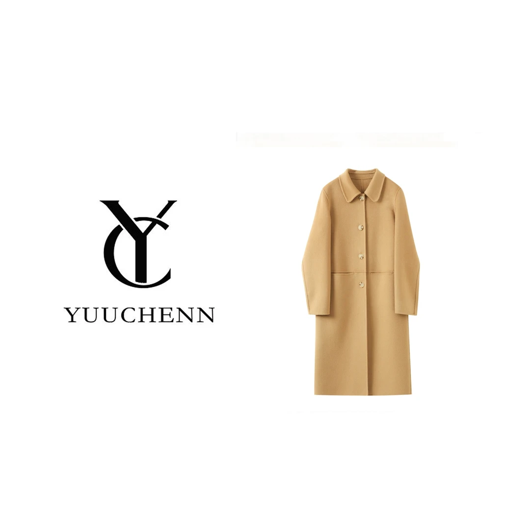 YUUCHENN羊毛拼接长款大衣309