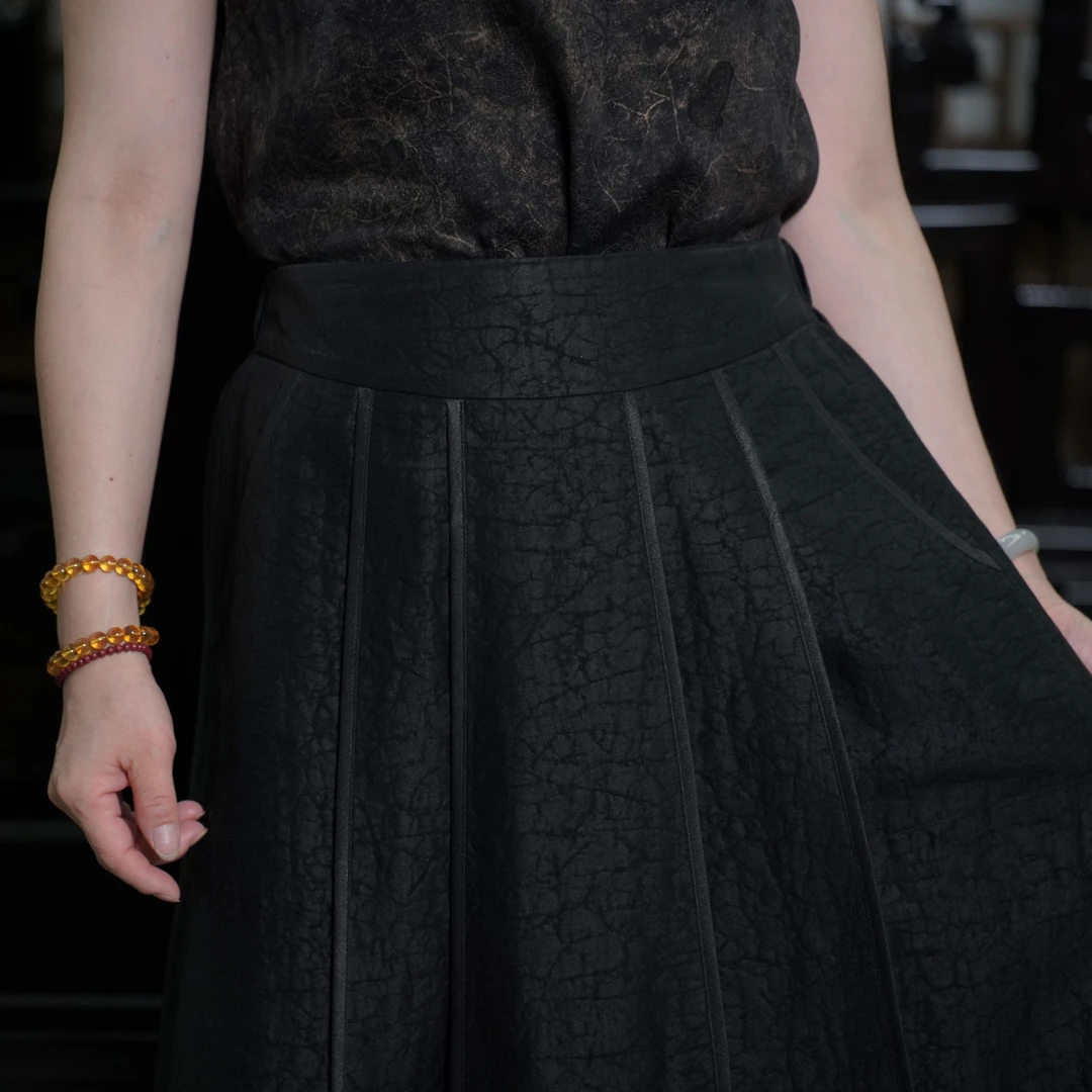 祥安姿服饰【龟纹马面裙】百搭龟裂纹香云纱设计款C561118