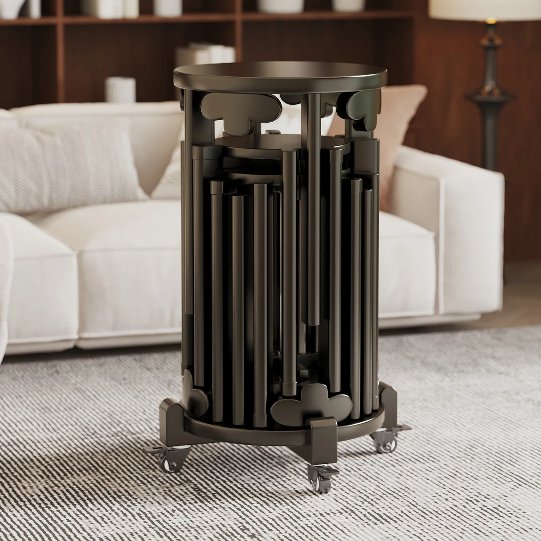 实木六叠凳家用可移动带轮滑小凳子来客备用堆叠凳新中式简约餐凳