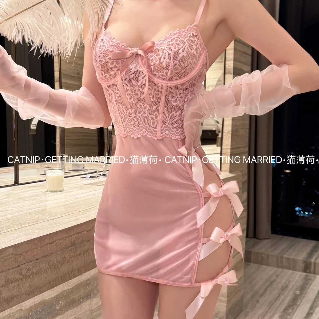 蜜桃甜心 纯欲御姐夏季透视辣妹薄款连衣裙套装