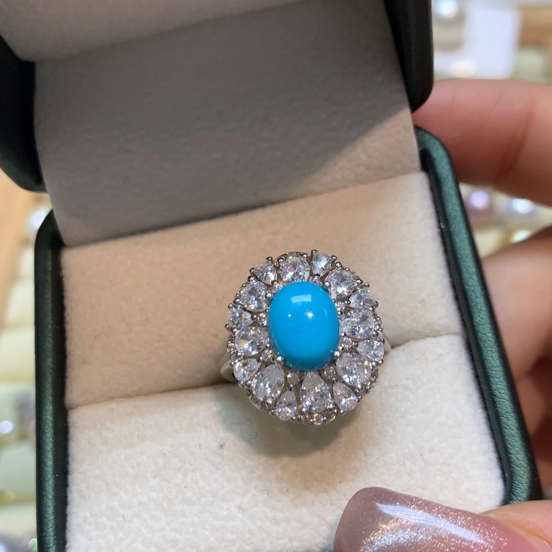 绿松石戒指银S925镶嵌