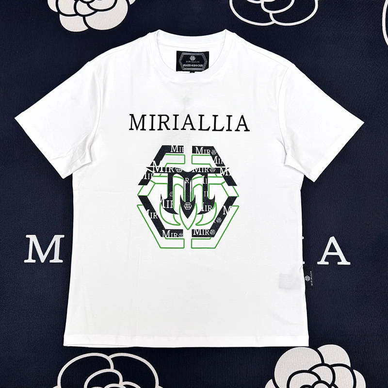 MIRIALLIA早秋新款冰爽短袖凉感时尚设计定制高级细闪立体修身T恤