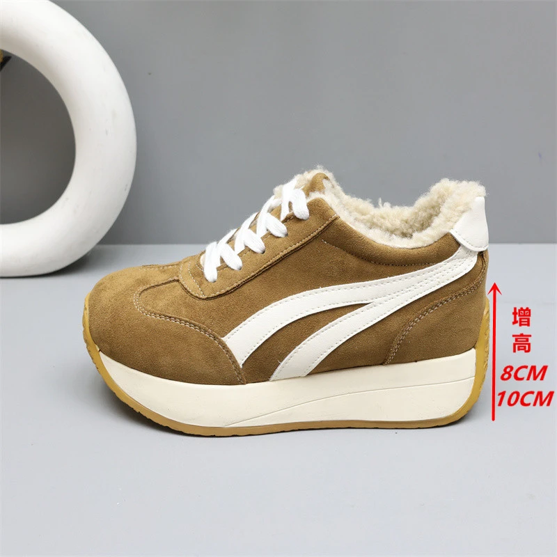 加绒阿甘鞋2025秋冬厚底隐形内增高德训鞋8-10cm小个子运动休闲鞋