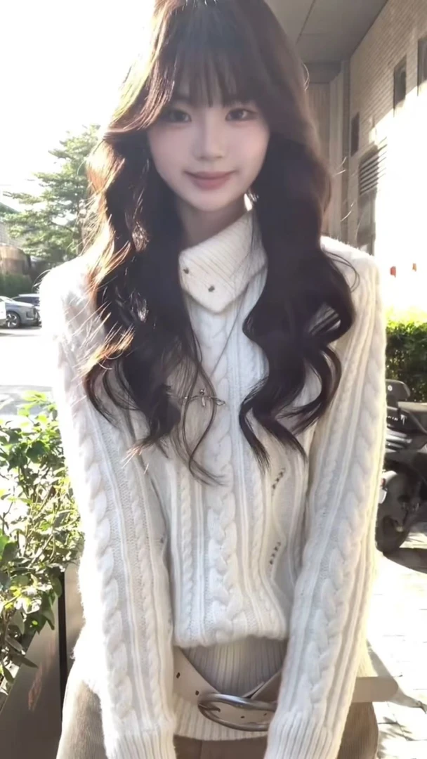 2025秋冬新款韩系甜美气质斜领针织麻花撞色纽扣针织衫