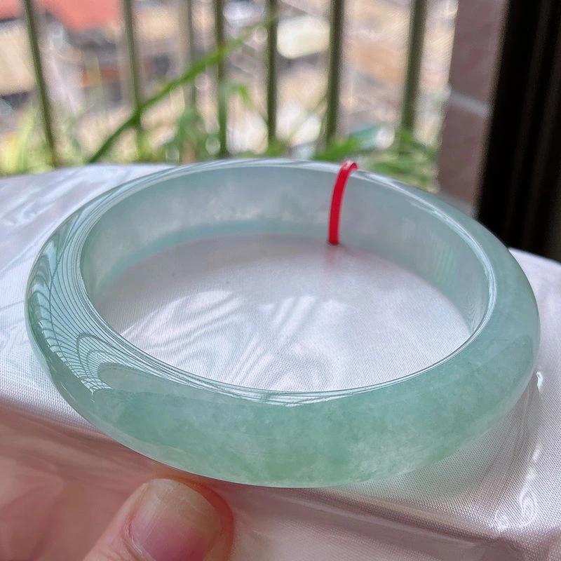 60圈25492冰糯种冰胶晴底翡翠手镯子正圈玉环好种水润a17