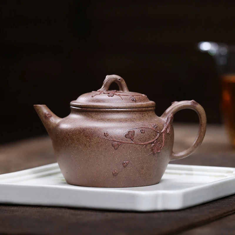 大吉羊柴烧 宜兴紫砂壶茶壶 原矿本山绿泥梅香德钟220ml庄勤英