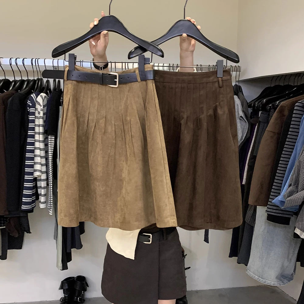 2025年秋季新款韩系时尚百搭显瘦气质高腰宽松休闲长裙咖色半身裙