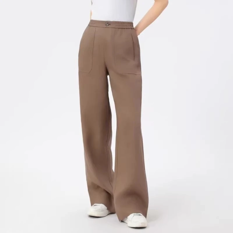 商场同款2025春季宽松亚麻直筒休闲裤女高腰显瘦气质长裤510052