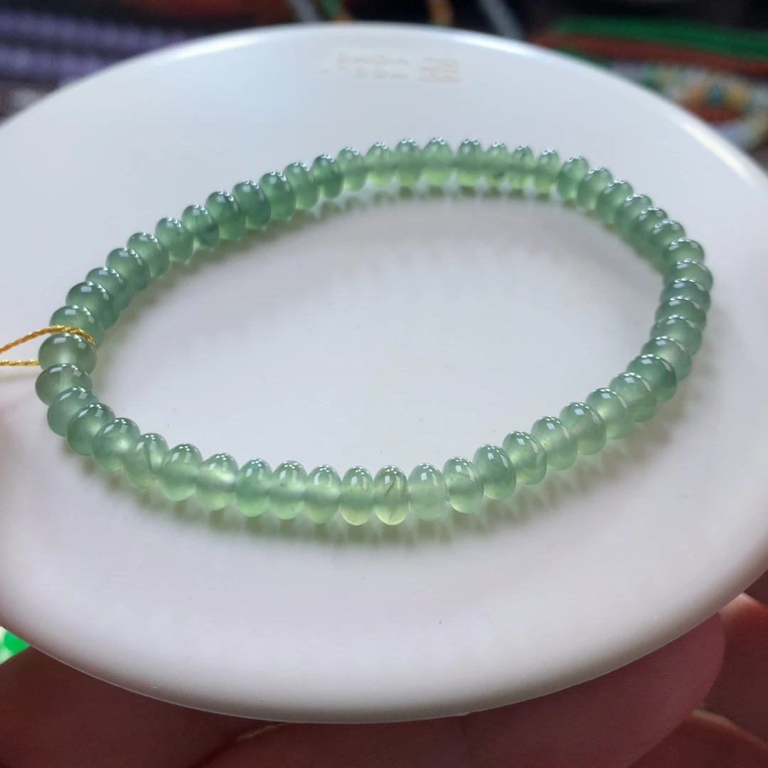 未镶嵌手链翡翠宠粉大漏*橄榄绿算盘珠卡5.40+