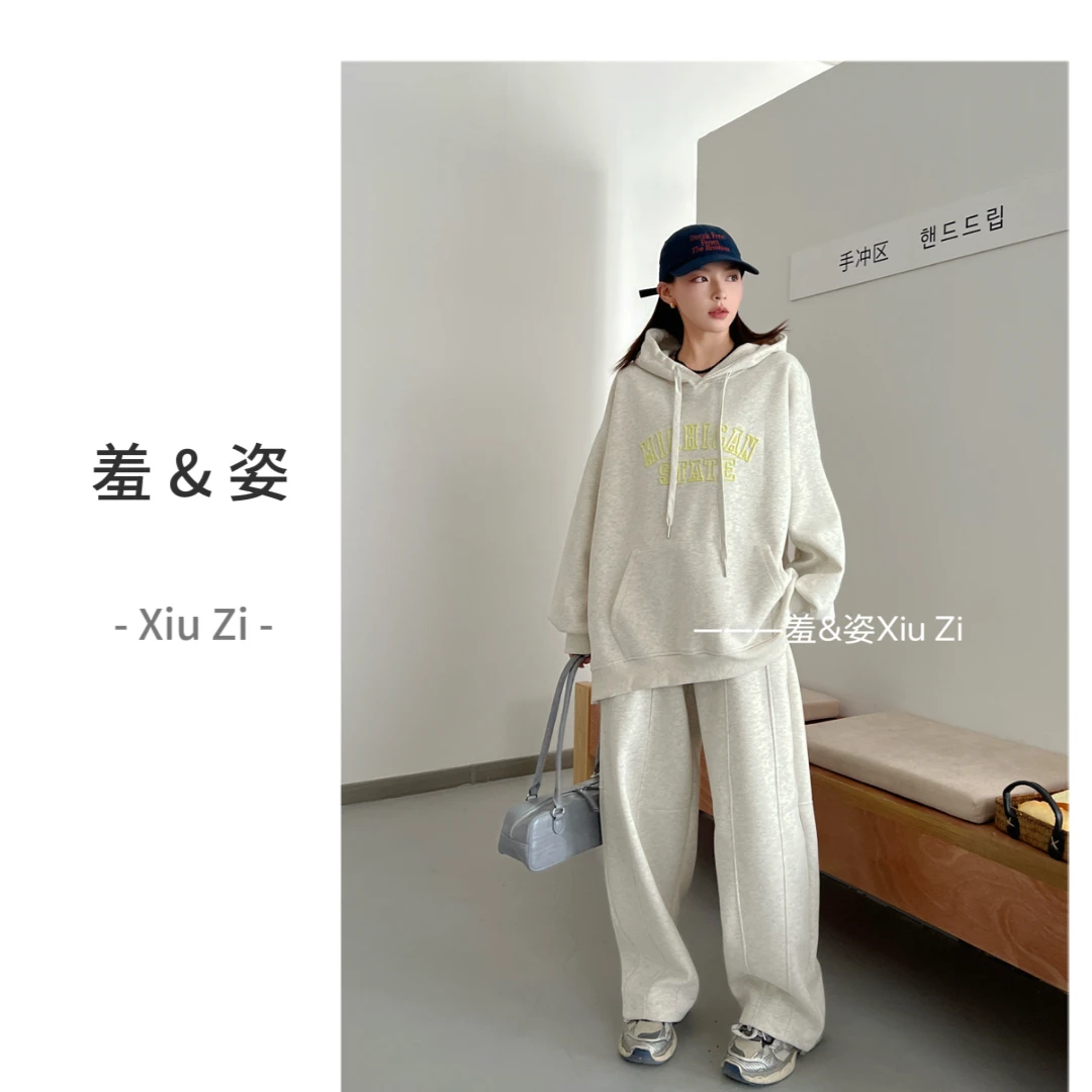 【羞＆姿】 编码：（001-100） 卫衣连帽开衫秋冬设计欧韩款宽松百搭