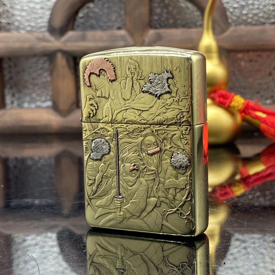 ZIPPO/之宝打火机 鬼灭之刃盔甲镜面黄铜浮雕【小飞甄选】DYJ1