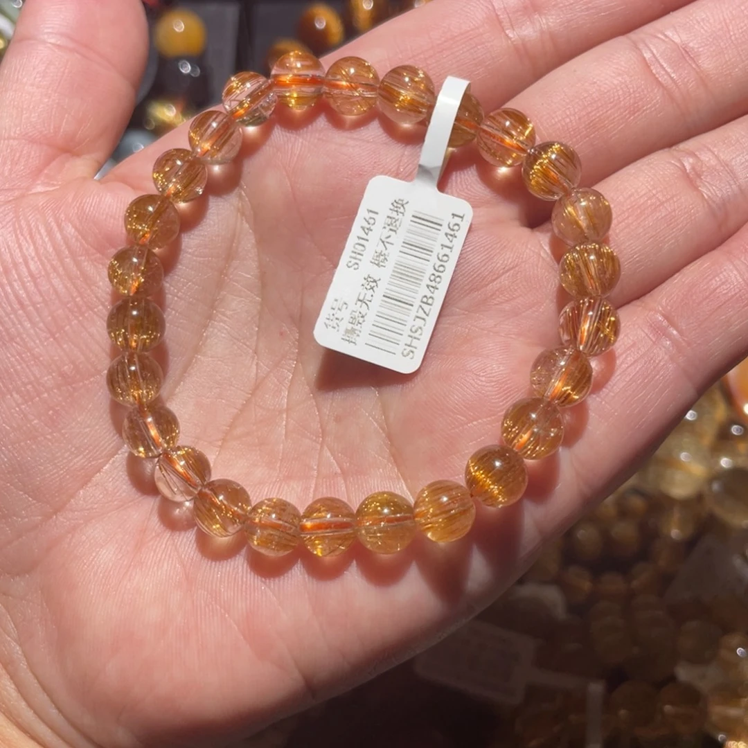 睡***糊未镶嵌手链水晶铜顺发7.5mm左右