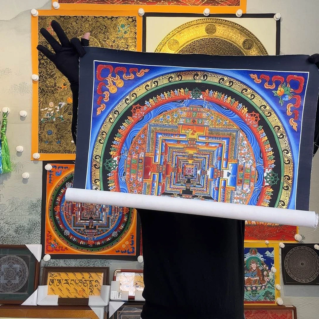 卷轴画纯手绘坛城唐卡50厘米左右