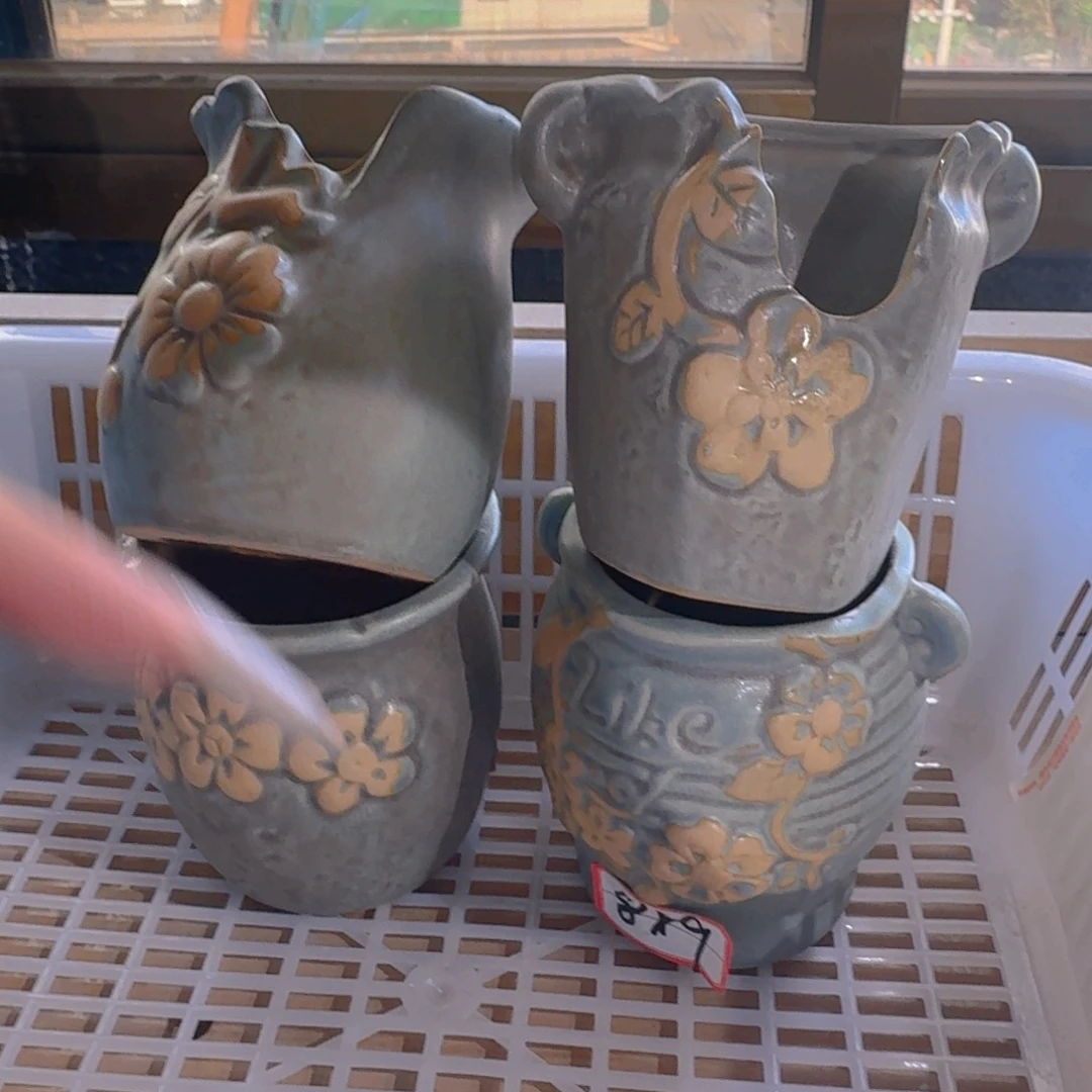 紫砂花盆粗陶精雕